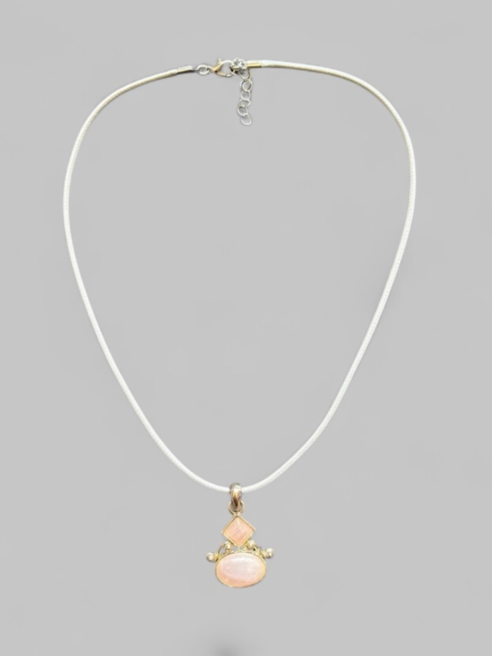 ReMixed Handmade Rose Quartz Pendant Necklace Silver Pink OOAK